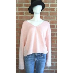 Womens Sweater Jrs Sz L Pink So Soft Eyelash Fuzzy Cropped Fairy Feminine Cute
